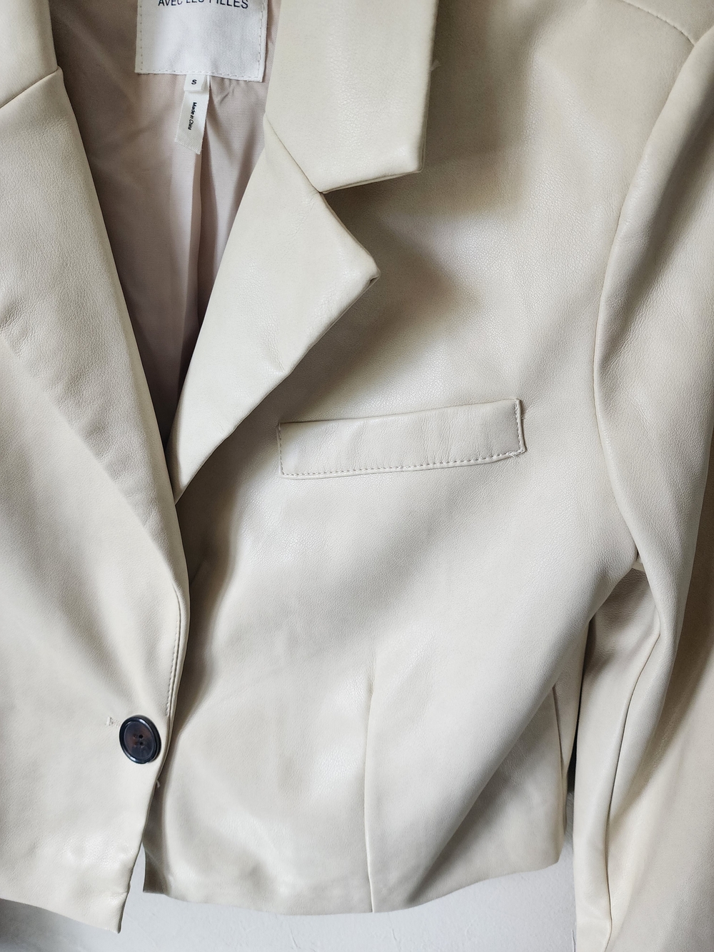 Avec Les Filles Cream Cropped Blazer Size Small - Picture 3 of 5